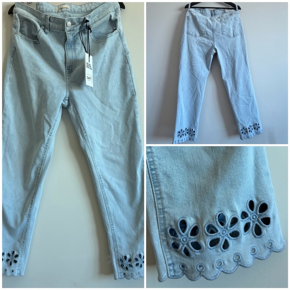 OAT New York Mid Rise Cropped Mini Flare Jeans